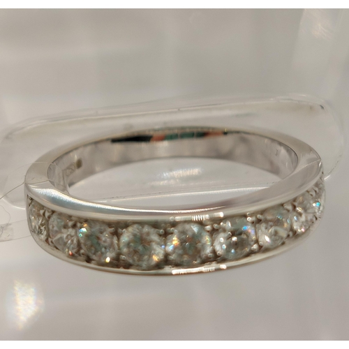 83 - 18ct white gold diamond half eternity ring, approx 0.75ct, approx size M/N, stamped 750