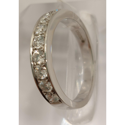 83 - 18ct white gold diamond half eternity ring, approx 0.75ct, approx size M/N, stamped 750