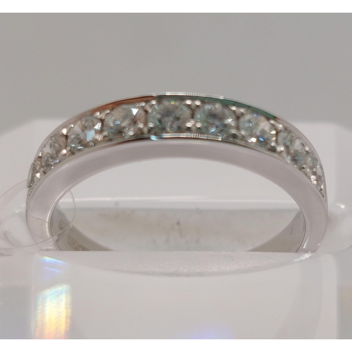 83 - 18ct white gold diamond half eternity ring, approx 0.75ct, approx size M/N, stamped 750