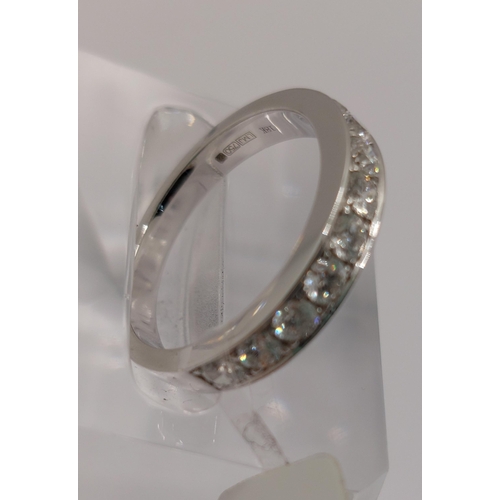 83 - 18ct white gold diamond half eternity ring, approx 0.75ct, approx size M/N, stamped 750