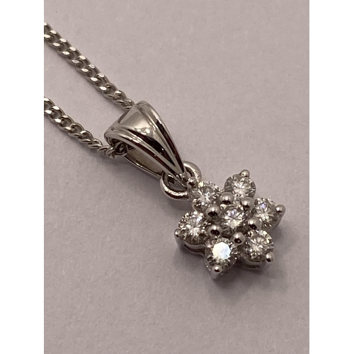 84 - 18ct white gold diamond pendant of 0.25ct with 16