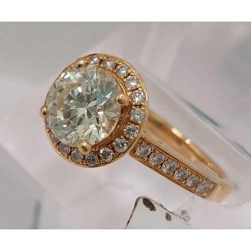 88 - 18ct Rose gold diamond halo ring, approx 1.86cts  KSI1 hallmarked 750 Birmingham, approx L/M