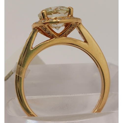 88 - 18ct Rose gold diamond halo ring, approx 1.86cts  KSI1 hallmarked 750 Birmingham, approx L/M