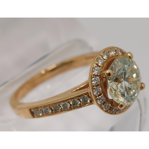 88 - 18ct Rose gold diamond halo ring, approx 1.86cts  KSI1 hallmarked 750 Birmingham, approx L/M