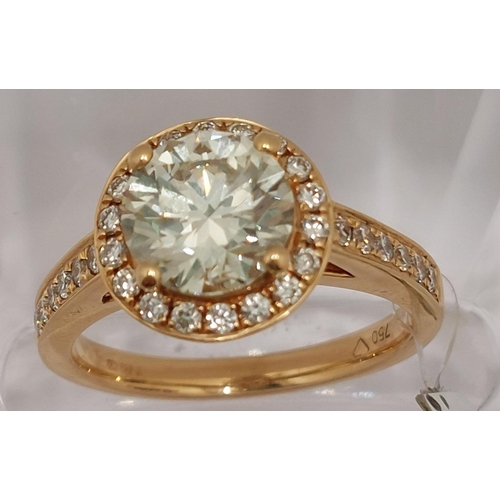 88 - 18ct Rose gold diamond halo ring, approx 1.86cts  KSI1 hallmarked 750 Birmingham, approx L/M