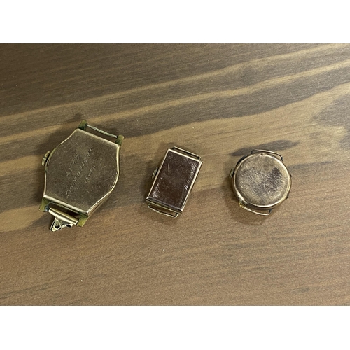 206 - Three vintage watch faces including, a small Swiss made rectangular watch face, marked 375 Parex, a ... 