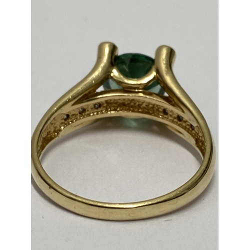 213 - A yellow gold tourmaline and diamond ring, stamped 14k China to inside P/Q