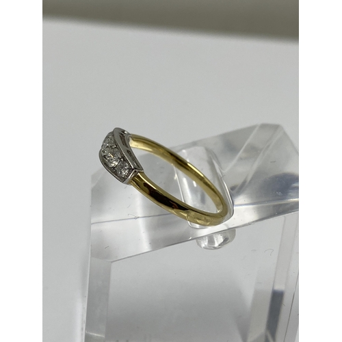 215 - 18ct yellow/white gold graduated five stone ring, approx size M, marked 750