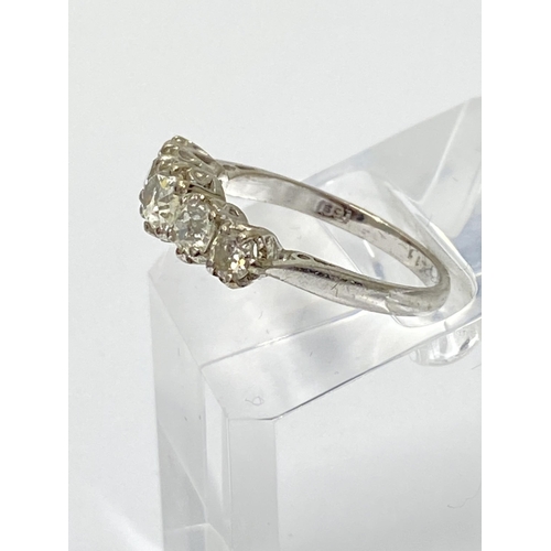 233 - 18ct white gold (tested) graduated five stone diamond ring stamped 18ct, approx 1.65cts, approx size... 