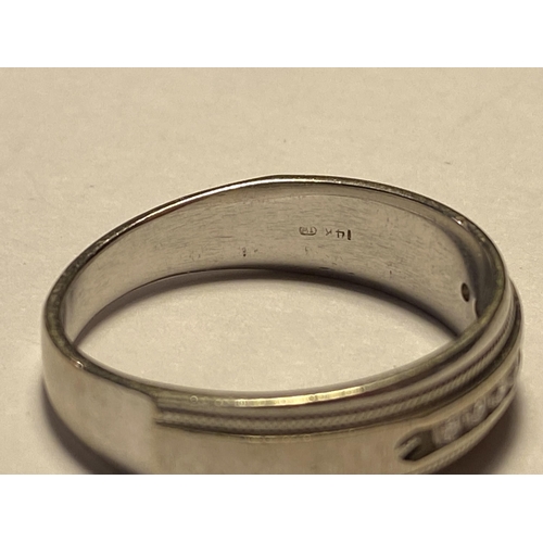 237 - 14ct white gold half eternity ring with diamonds inset to band in brushed metal effect, stamped 14k,... 