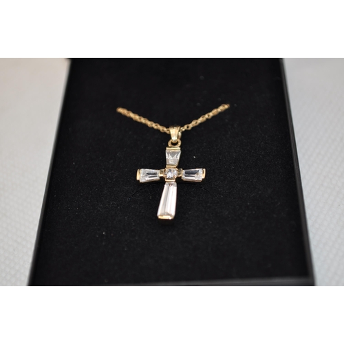 159 - 9ct gold chain with 9ct gold crucifix pendant approx. gross weight 2g