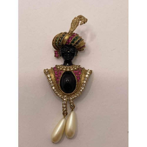 115 - Vintage Sphinx blackamoor brooch plus Sphinx brooch in the form of bird of paradise A/F