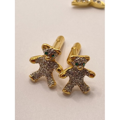 146 - Butler & Wilson jewellery items consisting of  cute Teddy bear crystal cufflinks together with cryst... 