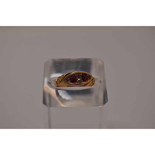 181 - Victorian 18ct yellow gold ruby and diamond ring hallmarked Birmingham, approx. gross weight 3g size... 