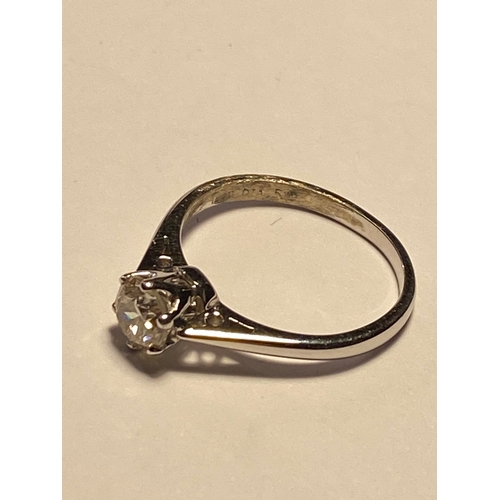 220 - 18ct white gold solitaire diamond ring of approx. .50ct hallmark 750 approx. size K