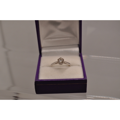 220 - 18ct white gold solitaire diamond ring of approx. .50ct hallmark 750 approx. size K