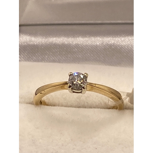 4 - 9ct yellow gold diamond solitaire ring 0.25cts, hallmarked 375. Approx size N