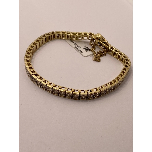 35 - 14ct yellow gold diamond tennis bracelet with approx 4cts, approx gross weight 16g