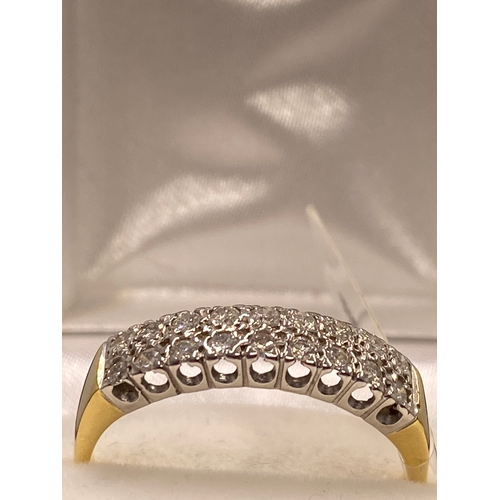 51 - 18ct yellow gold diamond ring, double row diamond design of approx 0.60cts, approx size Z, hallmarke... 