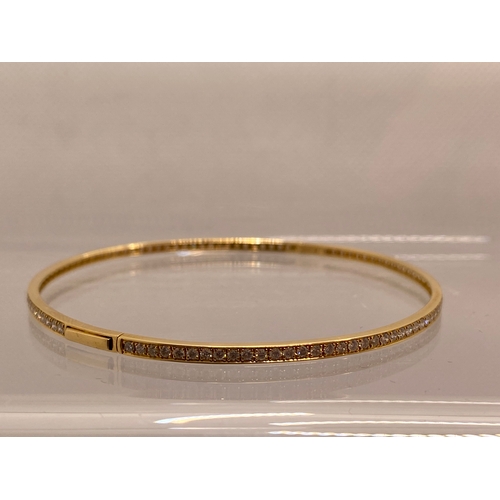 70 - 18ct yellow gold diamond cuff bangle bracelet of approx 1.21cts, stamped 750