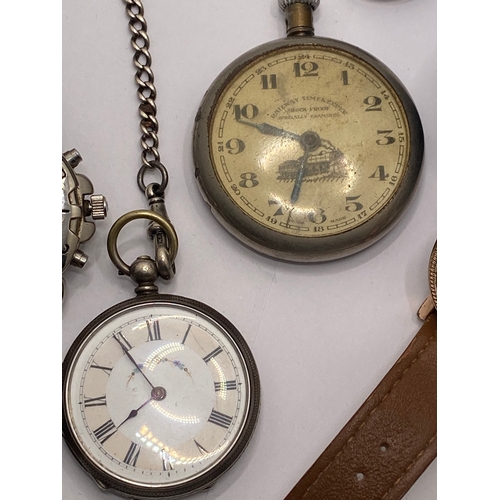 227 - A selection of wristwatches and pocket watches to include a ladies silver pocket watch with chain, a... 