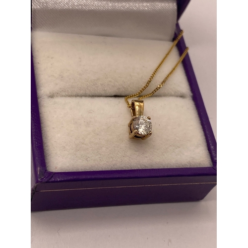 91 - 9ct yellow gold diamond Necklace, halmarked 375. approx 0.33cts.