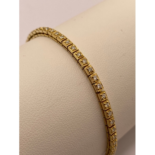 49 - 18ct yellow gold 1.85ct diamond tennis bracelet, approx length 19cm, approx weight 12g,