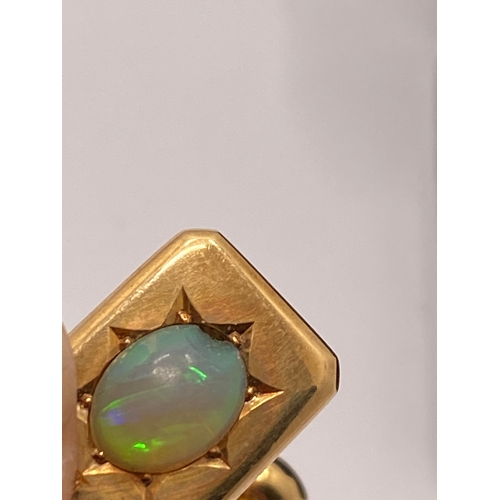 196 - Antique 15ct gold cufflinks with opals and monogram engraving, comes with box A/F