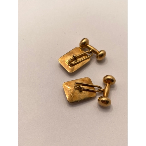 196 - Antique 15ct gold cufflinks with opals and monogram engraving, comes with box A/F