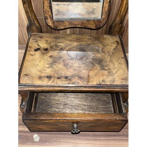 141 - Apprentice piece of a miniature wooden vanity dressing table mirror with drawer, created by a cabine... 