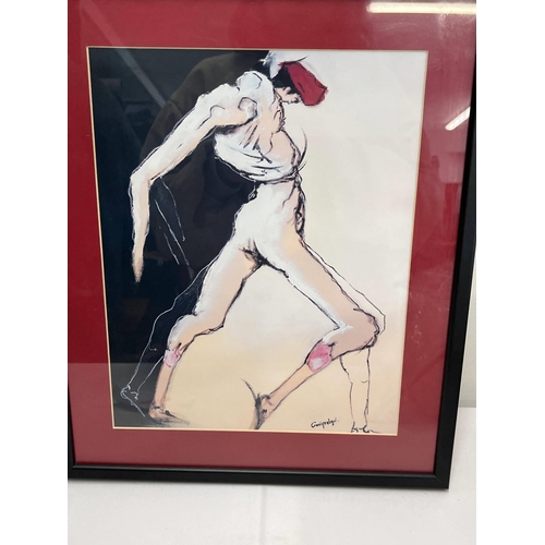 273 - Two framed prints of male form, one featuring speed skater by Andy Warhol