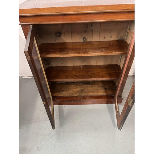 8 - Mahogany cabinet with glazed front and wooden  internal shelves. Approx. H94cm x W91cm