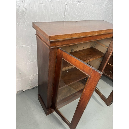 8 - Mahogany cabinet with glazed front and wooden  internal shelves. Approx. H94cm x W91cm