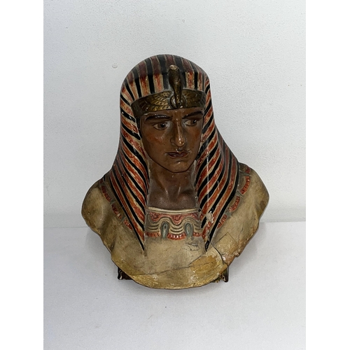 99 - Papier Mache bust of actor Rudolf Valentino portraying an Egyptian Pharaoh c.1925, approx. height 22... 