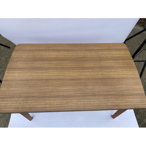 106 - Retro drop leaf Formica table with matching chairs together with Retro Formica table with detachable... 