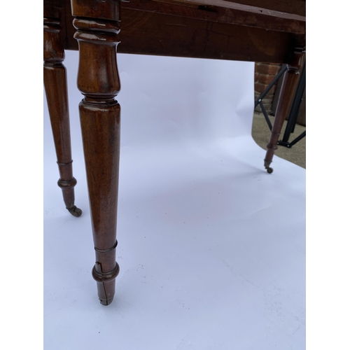 11 - Antique mahogany dropleaf table  with drawer, on castors A/F