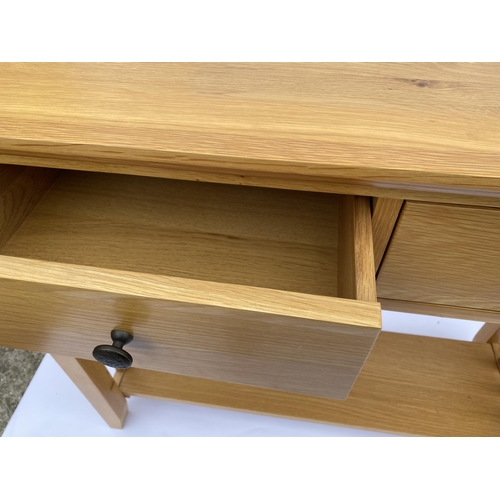 112 - Modern two drawer console table composed of solid wood (poss.John Lewis)