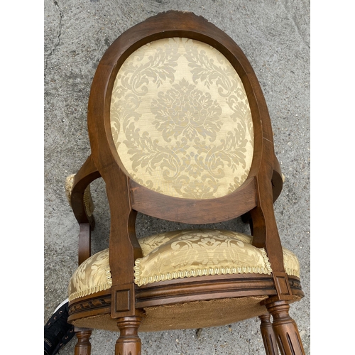 114 - Late 19th century Louis XVI style chairs, upholstered in damask, x4 chairs in total A/F