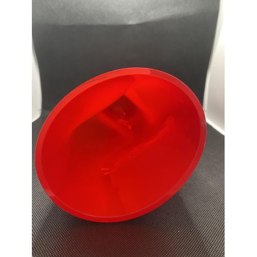 150 - Orrefors 'Squeeze' Glass vase by Lena Bergstrom's Squeeze, with label, approx. height 28cm (red)