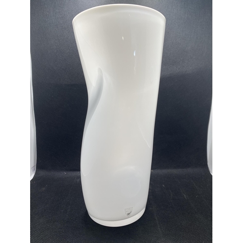 151 - Orrefors 'Squeeze' Glass vase by Lena Bergstrom's Squeeze, with label, approx. height 28cm (white)