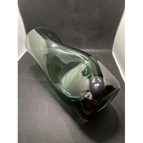 152 - Orrefors 'Squeeze' Glass vase by Lena Bergstrom's Squeeze, with label, approx height 28cm (green)