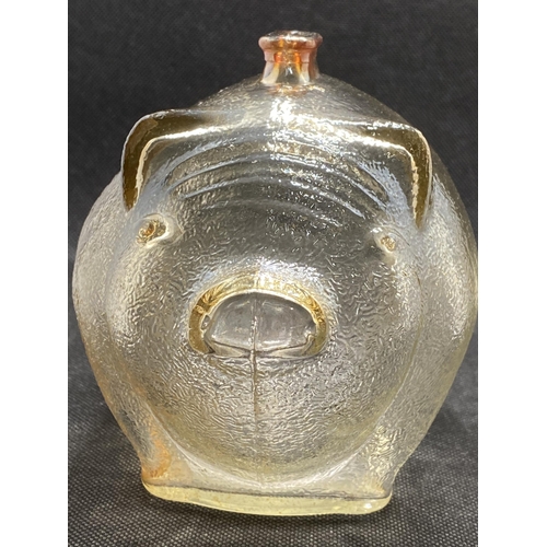 160 - Vintage Anchor Hocking iridescent glass pig coin bank/money box