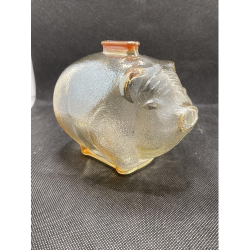 160 - Vintage Anchor Hocking iridescent glass pig coin bank/money box