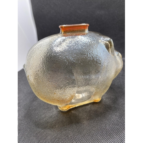 160 - Vintage Anchor Hocking iridescent glass pig coin bank/money box