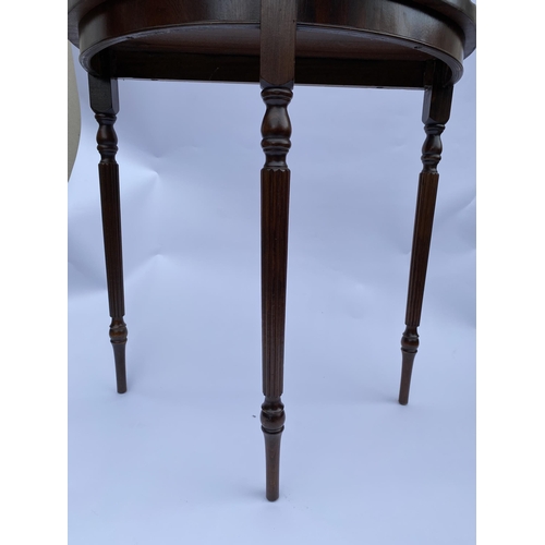 17 - Half-moon mahogany table, approx. H76cm x L76cm, D40cm