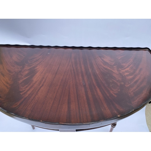 17 - Half-moon mahogany table, approx. H76cm x L76cm, D40cm