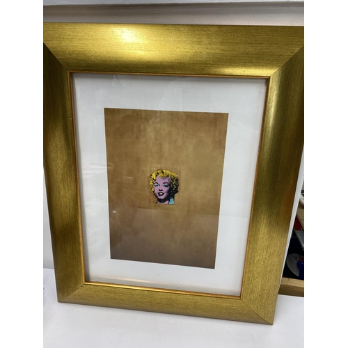 275 - Andy Warhol's gold Marilyn Monroe, framed print by McGaws Graphics USA, inspired from the 1953 film ... 