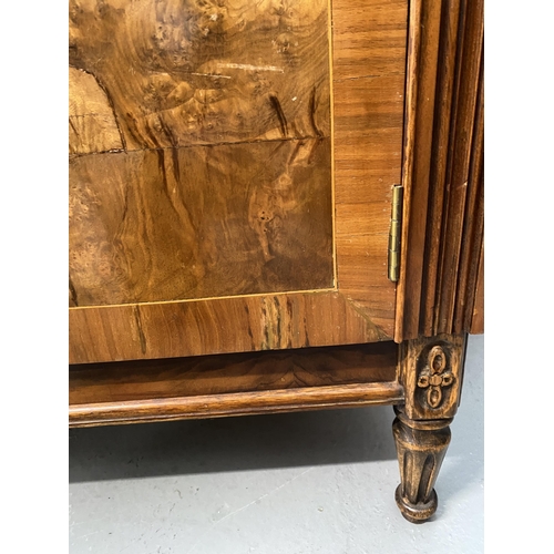 3 - Side unit with three over three design with burr walnut design and inlaid detailing, approx size  L6... 