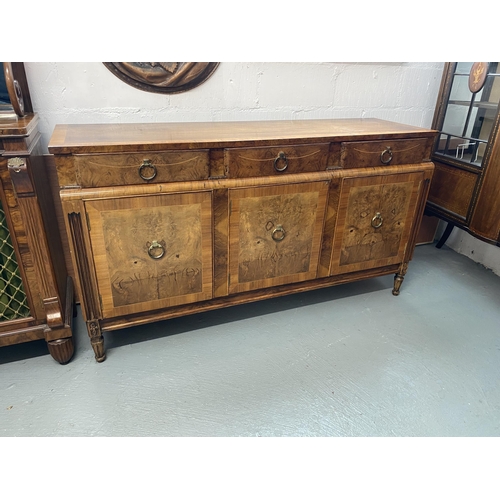 3 - Side unit with three over three design with burr walnut design and inlaid detailing, approx size  L6... 