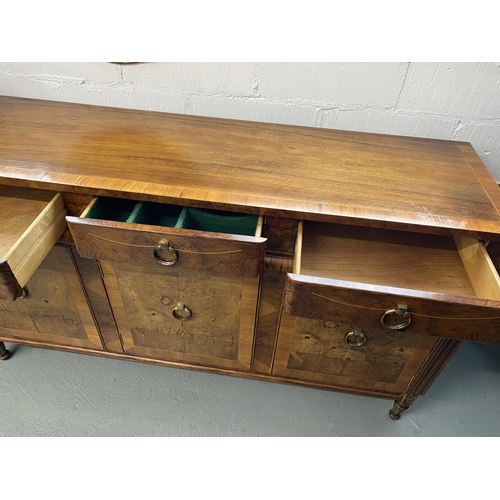 3 - Side unit with three over three design with burr walnut design and inlaid detailing, approx size  L6... 